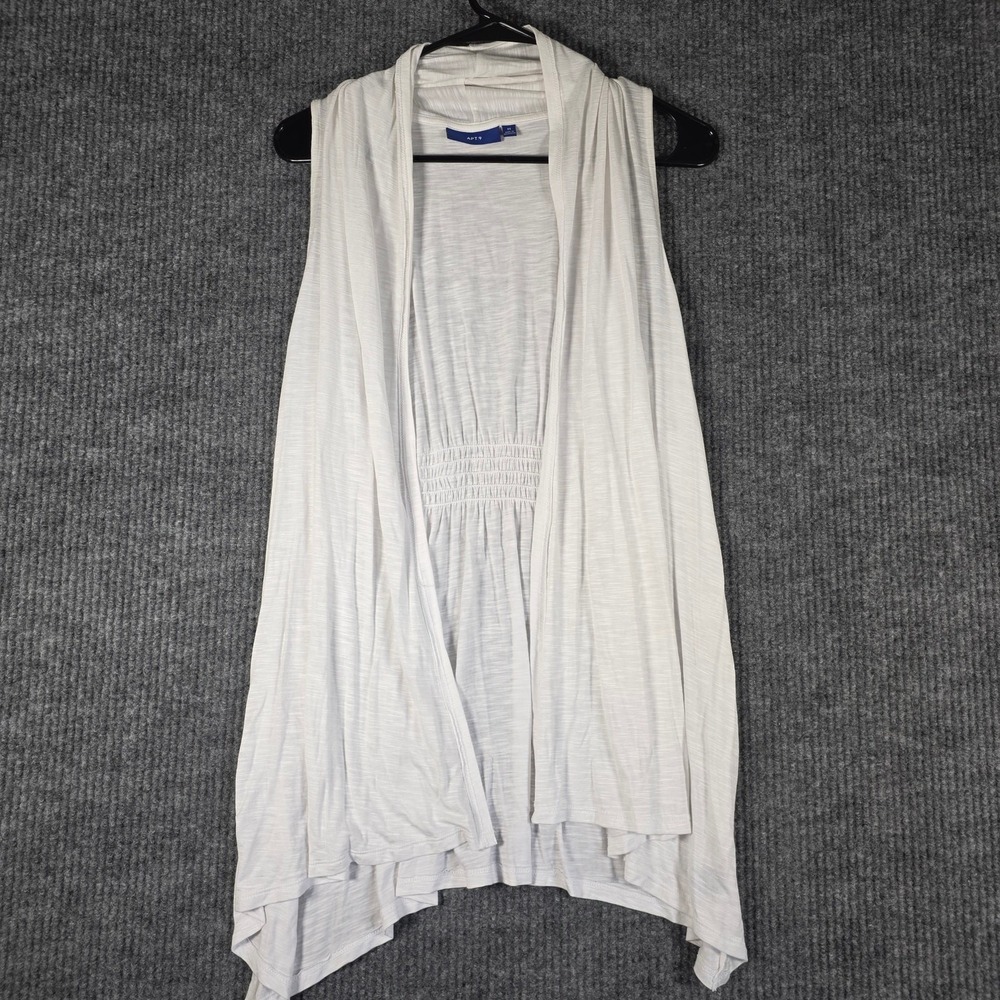 NWT Apt 9 White Sleeveless Draped Open Front Tunic Cardigan Women M
